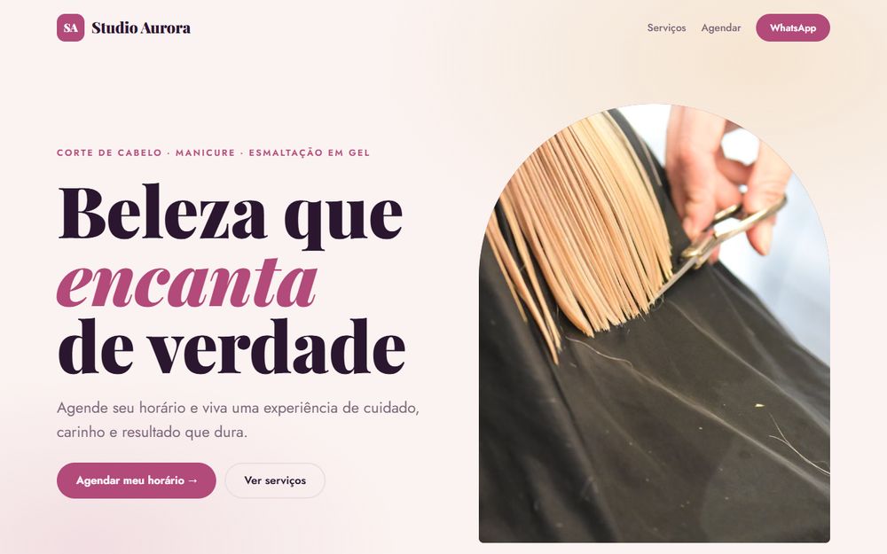 Exemplo de site: Studio Aurora